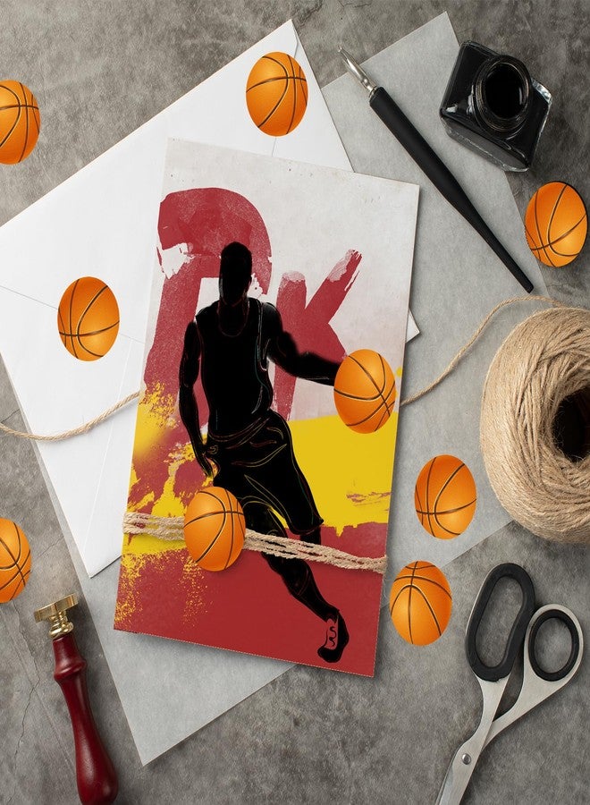 وولاين مجموعة ملصقات كرة السلة من والين، 1000 قطعة، ملصقات ورقية ذاتية اللصق بتصميم كرة رياضية، ملصقات دائرية مزخرفة، مثالية لأعياد الميلاد، ومستلزمات الحفلات المدرسية والفصول الدراسية. - Image 4